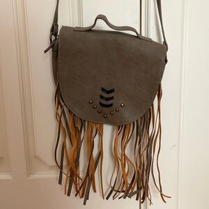 Stylish Fringe Crossbody Bag - Brown and Tan